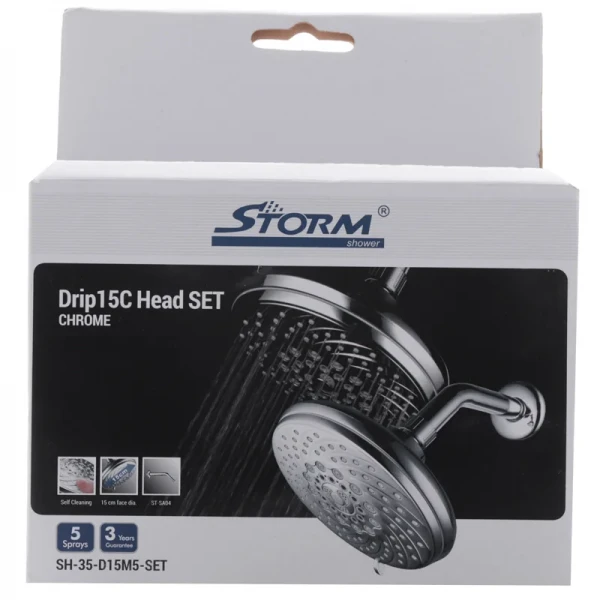 Стельова лійка для душу Storm SH-35-D15M5-SET хромована п'ятирежимна (ST0023)