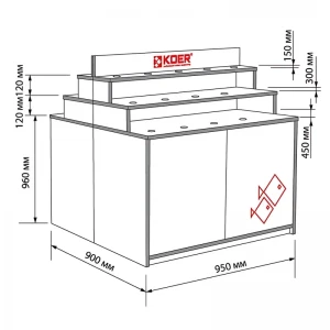 Koer Острів подвійний для змушувачів H960*950*900 (ST1972)