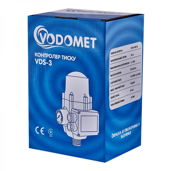 Контроллер давления Vodomet VDS-3 электронный для насоса до 1,1 кВт, угловой 1", с кабелем (VO4201)