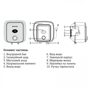 Водонагреватель "Над мойкой" Mixxus EWH-0515 Small Over накопитель. 15 л, мокр.тен 1,5 kW (WH0004)