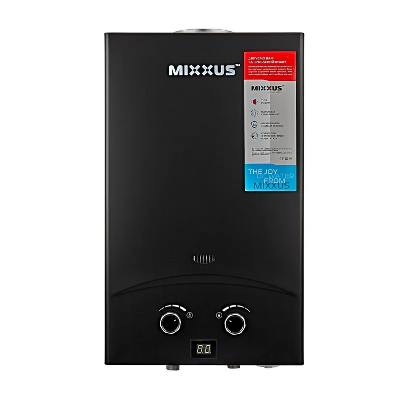 Газовая колонка MIXXUS GWH-0210 BASIC BLACK дымоходная 10 л/мин (цвет черный) (WH0023)