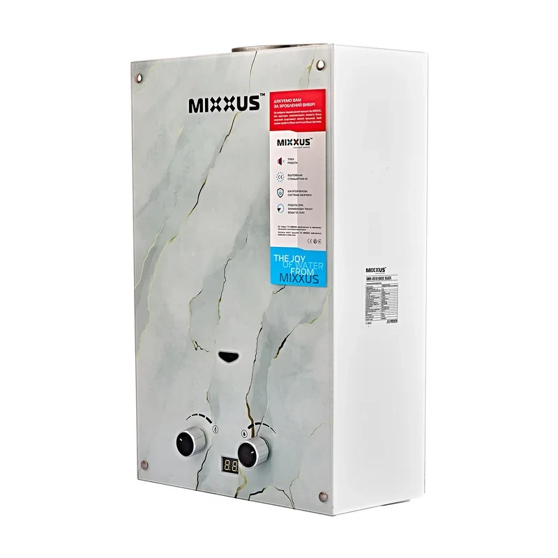 Газовая колонка MIXXUS GWH-0510 BASIC GLASS дымоходная 10 л/мин (панель из стекла с рисунком) (WH0026)