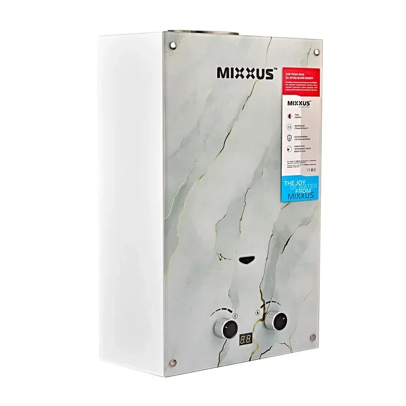 Газовая колонка MIXXUS GWH-0510 BASIC GLASS дымоходная 10 л/мин (панель из стекла с рисунком) (WH0026)