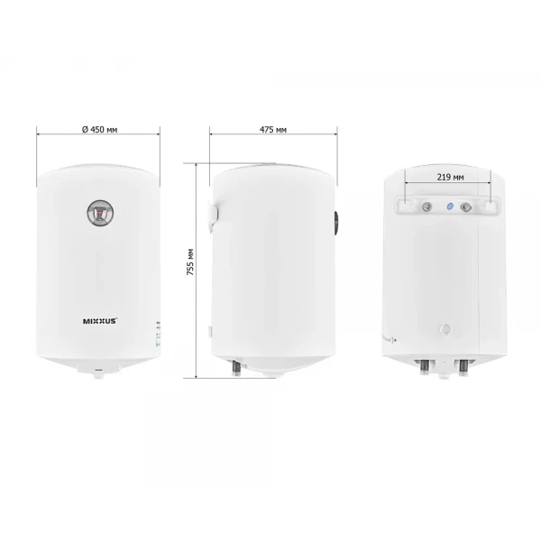Водонагреватель "Цилиндр" MIXXUS EWH-07080 ROUND WET накопительный 80 л, мокрый тен 1,5 kW (WH0602)