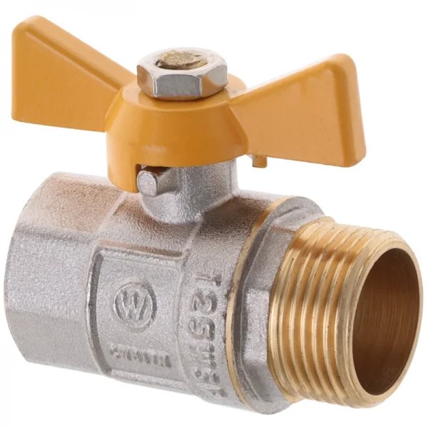 Кран шаровой Waterpro WP607-20FMW-Y - 3/4" FMW ГШМ YELLOW, ручка "бабочка" желтая (WP2892)