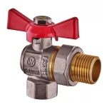 Кран с американкой угловой, ручка "бабочка" красная Waterpro WP400-15FMW-L - 1/2" (WP2895)