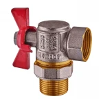 Кран с американкой угловой, Waterpro WP400-20FMW-L - 3/4" ручка "бабочка" красная (WP2896)