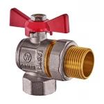 Кран с американкой угловой, Waterpro WP400-20FMW-L - 3/4" ручка "бабочка" красная (WP2896)