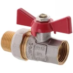 Кран с американкой прямой, ручка "бабочка" красная Waterpro WP400-15FMW - 1/2" (WP2926)