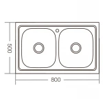 Мийка кухонна ZERIX Z8050D-08-180E DOUBLE (satin) (ZM0569)