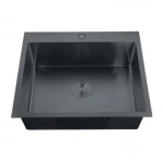 Мийка Zerix ZH5045B-215 (3.0/1.0) PVD-Black з диспенсером та сушаркою для посуду (ZM5557)