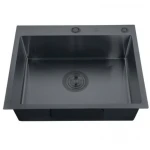 Мийка Zerix ZH5843B-215 (3.0/1.0) PVD-Black з диспенсером та сушаркою для посуду (ZM5561)
