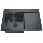 Мийка Zerix ZH7849LB-215 (3.0/1.0) PVD-Black з диспенсером та сушаркою для посуду (ZM5567)