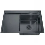 Мийка Zerix ZH7849RB-215 (3.0/1.0) PVD-Black з диспенсером та сушаркою для посуду (ZM5569)