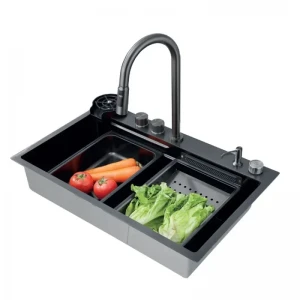 Мойка Zerix ZH7546-SET-01 NANO-BLACK со встроенным смесителем (ZM5575)