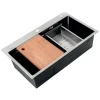 Мойка Zerix ZH6845-SET-05 NANO-BLACK (3.0/0.8) с нерж. стали, комплект (графит) (ZM5579)