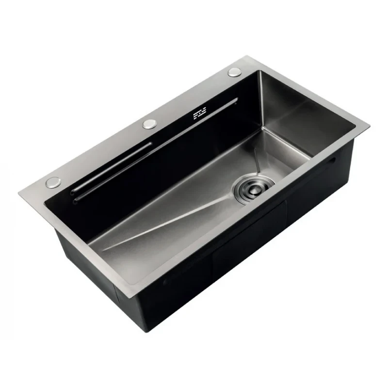 Мийка Zerix ZH7545-SET-05 NANO-BLACK (3.0/0.8) з нерж. сталі, комплект (графіт) (ZM5581)