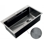 Мийка Zerix ZH7545-SET-05 DECOR NANO-BLACK (3.0/0.8) з нерж. сталі, комплект (графіт) (ZM5582)