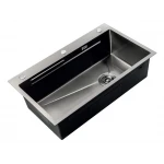 Мойка Zerix ZH8045-SET-05 NANO-BLACK (3.0/0.8) с нерж. стали, комплект (графит) (ZM5585)