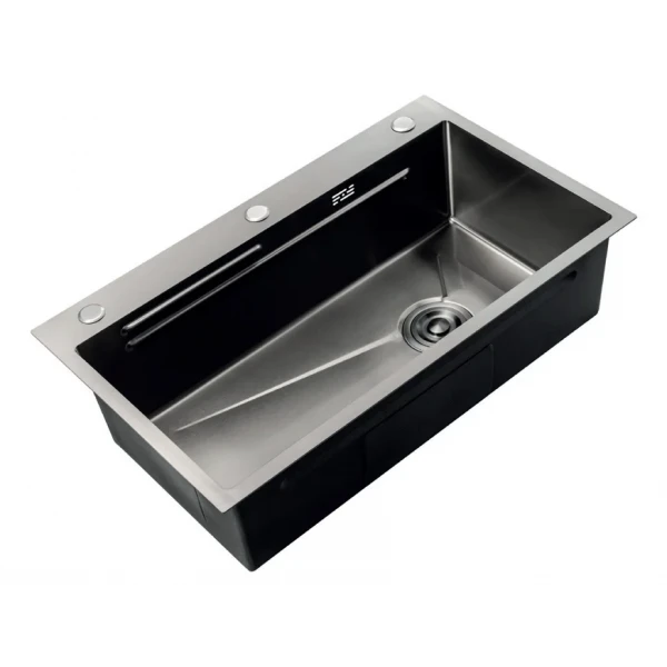 Мийка Zerix ZH6845-SET-05 Decor Nano-Black (3.0/0.8) з нерж. сталі комплект (графіт) (ZM5588)
