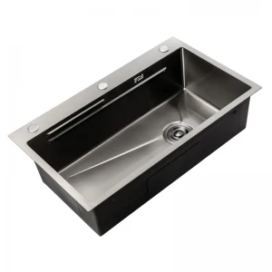 Мийка Zerix ZH6845-SET-05 Decor Nano-Black (3.0/0.8) з нерж. сталі комплект (графіт) (ZM5588)