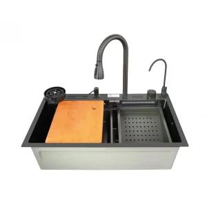 Мийка багатофункціональна Zerix ZH7546-SET-07 Micro Decor Graphite з вбудованим змішувачем з нерж.сталі (ZM5591)