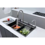 Мийка багатофункціональна Zerix ZH7546-SET-05 Decor Graphite з вбудованим змішувачем з нерж.сталі (ZM5592)