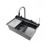 Мийка багатофункціональна Zerix ZH7546-SET-05 Decor Graphite з вбудованим змішувачем з нерж.сталі (ZM5592)