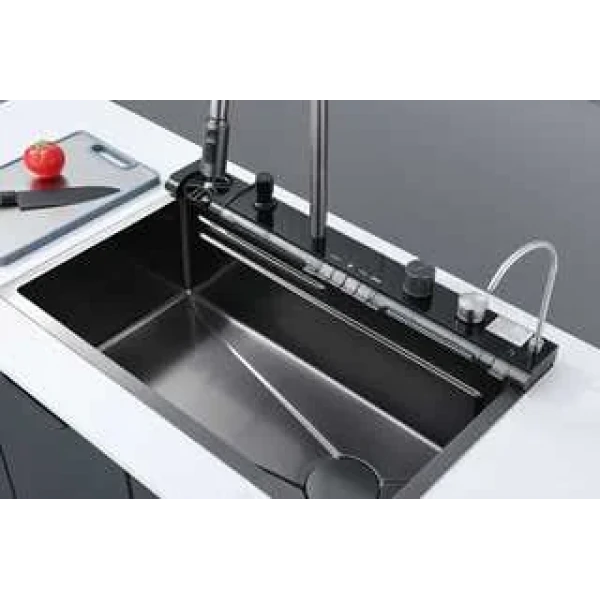 Мийка багатофункціональна Zerix ZH7546-SET-05 Decor Graphite з вбудованим змішувачем з нерж.сталі (ZM5592)