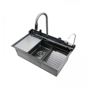 Мийка багатофункціональна Zerix ZH7546-SET-05 Decor Graphite з вбудованим змішувачем з нерж.сталі (ZM5592)