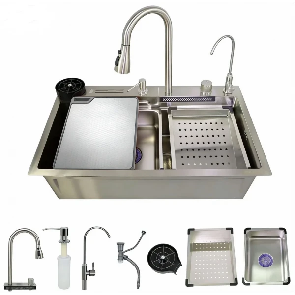 Мийка багатофункціональна Zerix ZH7546-SET-06 Decor SS Color з вбудованим змішувачем з нерж.cталі (ZM5596)