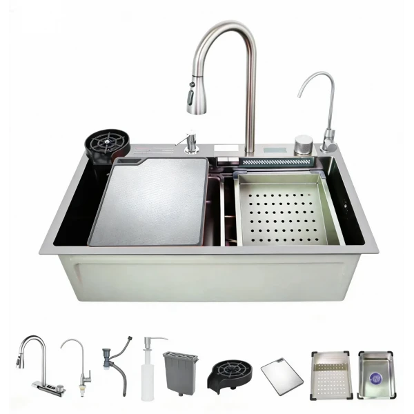 Мойка многофункциональная Zerix ZH7546-SET-07 Decor SS Color со встроенным смесителем из нерж. стали (ZM5598)