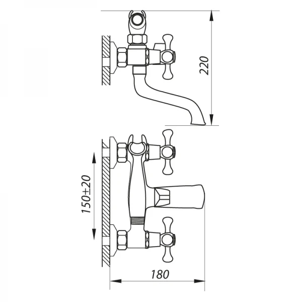 Змішувач для ванни Zerix DAK 827 (ZX0011)