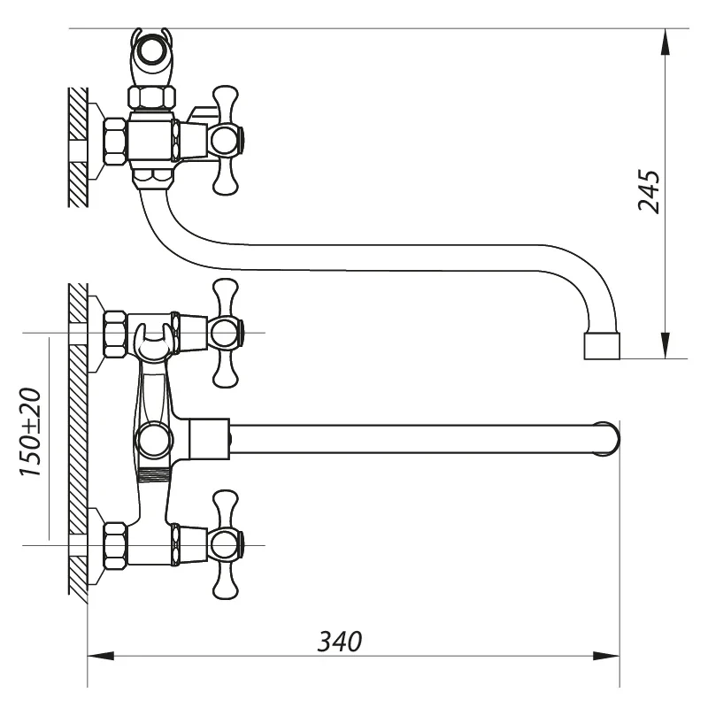 Смеситель для ванны Zerix DMT 827 (ZX0018)