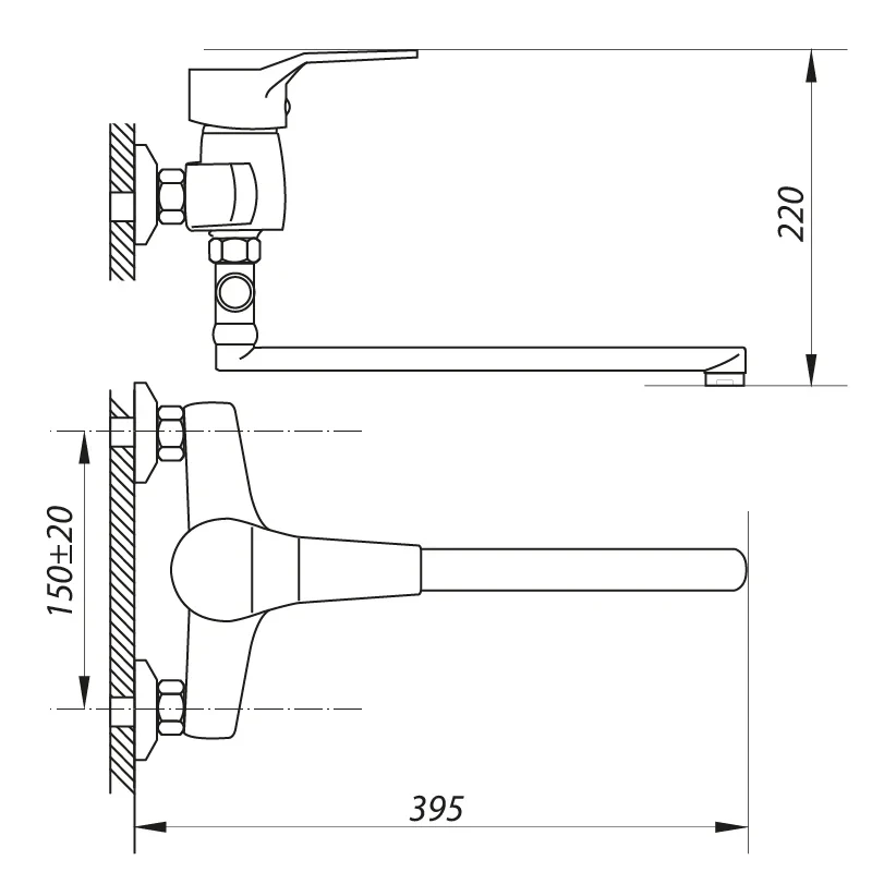 Смеситель для ванны Zerix EDN 283 (ZX0033)