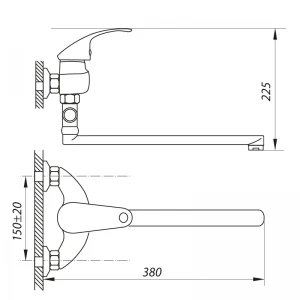 Смеситель для ванны Zerix EYB 135 (ZX0034)