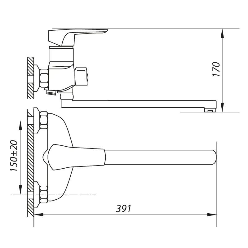 Змішувач для ванни Zerix NGB 180 (ZX0043)