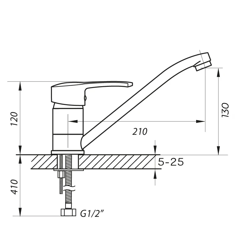 Смеситель для кухни Zerix PED-A 135 (ZX0057)