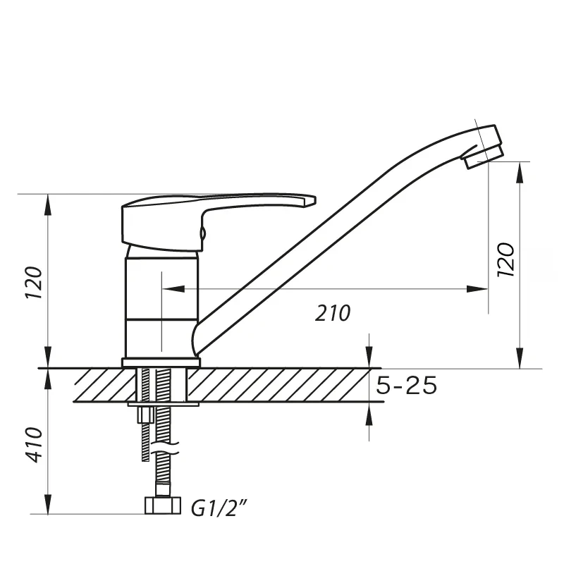 Смеситель для кухни Zerix PED-A 182 (ZX0060)