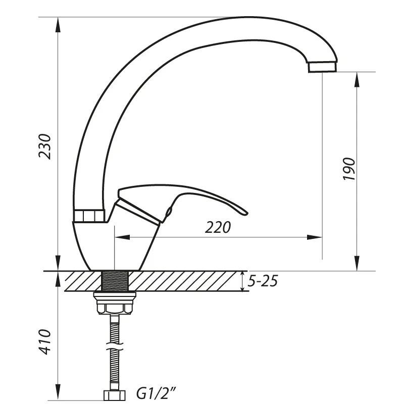 Смеситель для кухни Zerix YUB 180 (ZX0102)