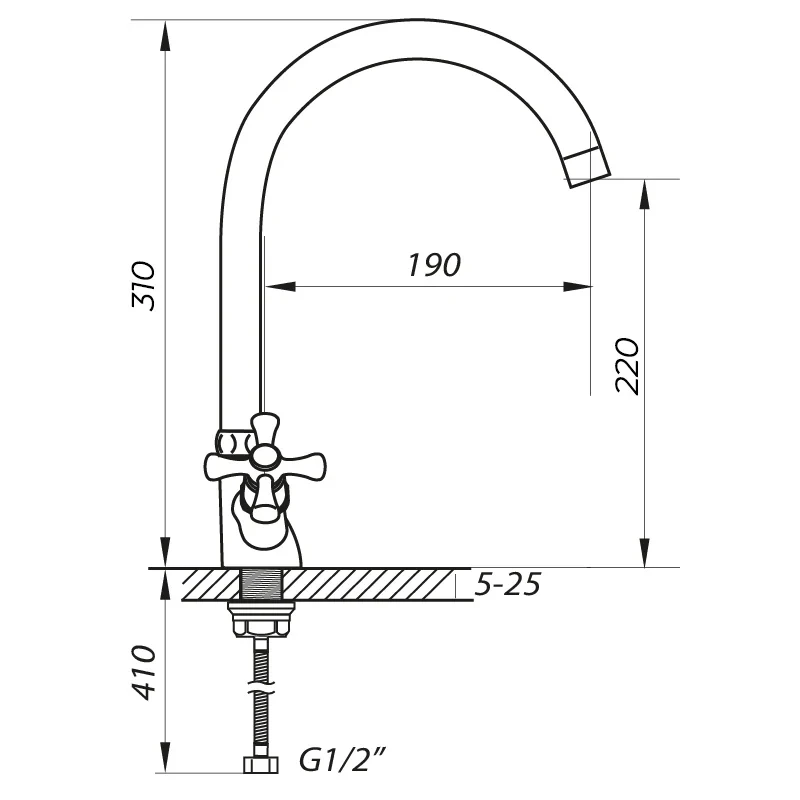 Смеситель для кухни Zerix TLA 722 (ZX0166)