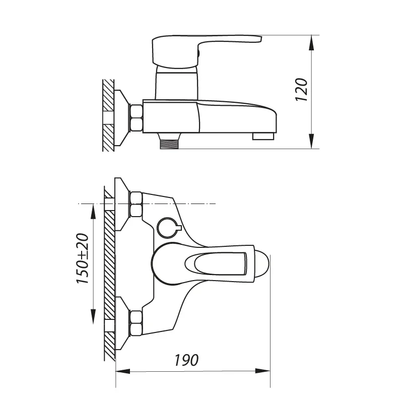 Смеситель для ванны Zerix FAD 135 (ZX0212)
