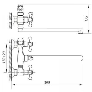 Смеситель для ванны Zerix D4Q 722 (ZX0214)