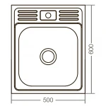 Кухонная мойка накладная ZerixZ5060-04-160E (Satin) (ZX1610)