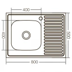 Кухонная мойка накладная ZerixZ8050L-06-160E (Satin) (ZX1612)