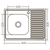 Кухонная мойка накладная ZerixZ8050L-04-160E (Satin) (ZX1614)