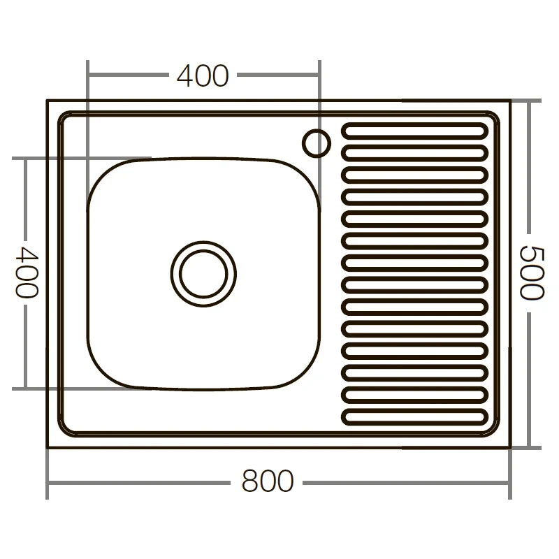 Кухонная мойка накладная ZerixZ8050L-04-160E (Satin) (ZX1614)