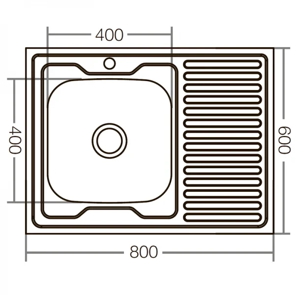 Кухонна мийка накладна ZerixZ8060L-06-160E (Satin) (ZX1616)