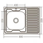 Кухонная мойка накладная ZerixZ8060L-06-160E (Satin) (ZX1616)