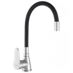 Змішувач для кухні Zerix SOP7 146 з чорним гнучким виливом (ZX2654)